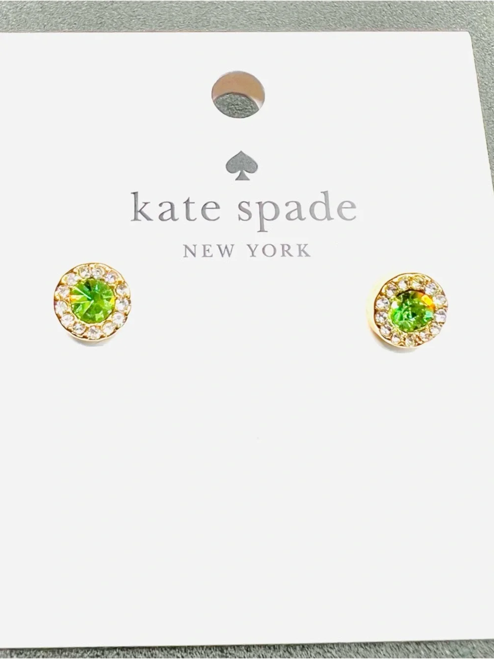 kate spade You're A Gem Pave Halo Stud Earrings in Gold tone & Green - NWT
